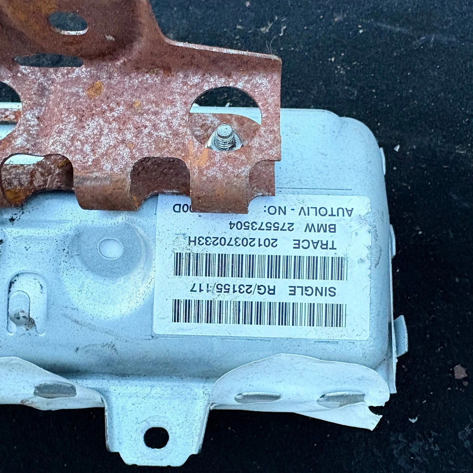 Actual MINI airbag identification label 2755735 slash 04