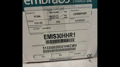 EMIS30HHR1 NEW OEM Original Embraco REFRIGERATOR COMPRESSOR 275 BTU 1/12 HP LST