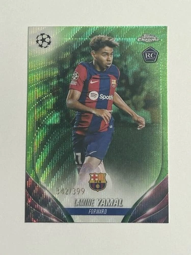 2023-24 Topps Chrome UEFA C/C Lamine Yamal #64 Neon Green Wave Refractor /399 RC