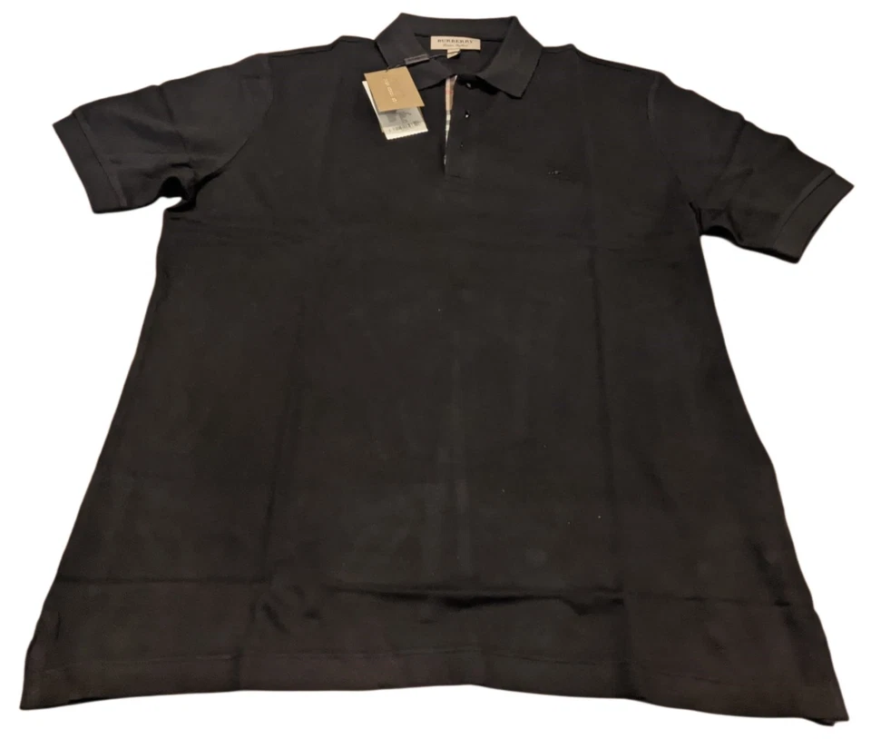Polo BURBERRY manga corta algodón para hombre - negro - nuevo Foto 2 de 3