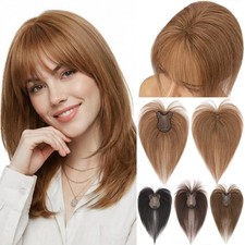 100 Remy Human Hair Topper Toupee Hairpiece Wigs Clip In Lace Base Black Brown