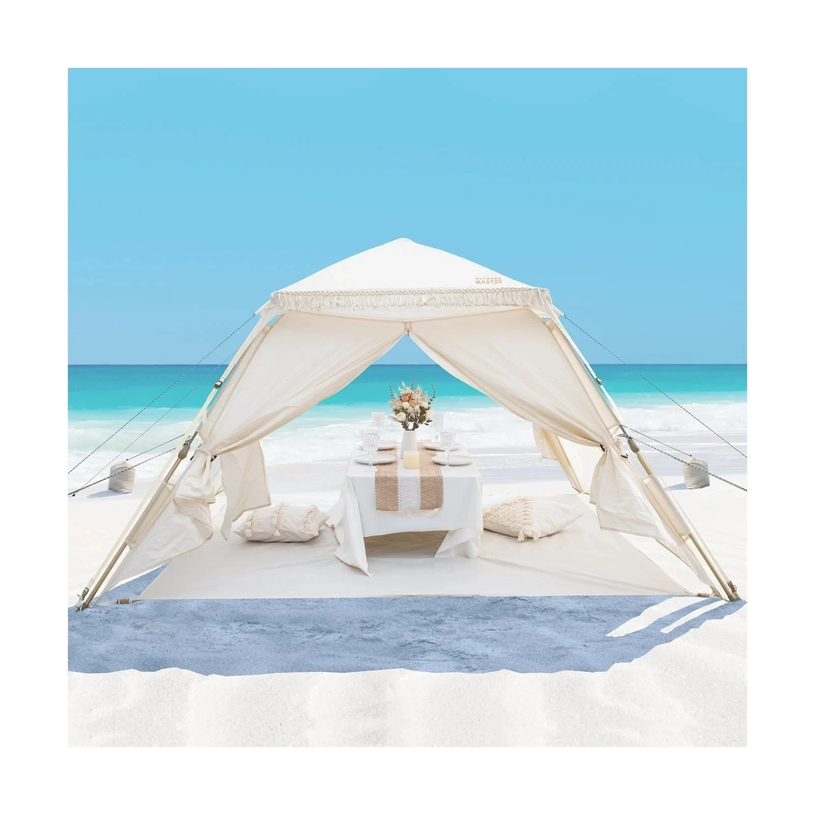 OutdoorMaster Pop Up Beach Tent - Canopy - Tan