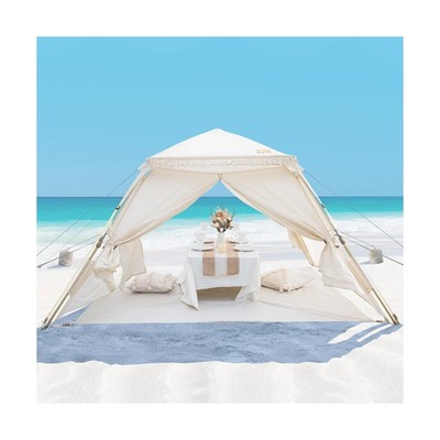 OutdoorMaster Pop Up Beach Tent - Canopy - Tan