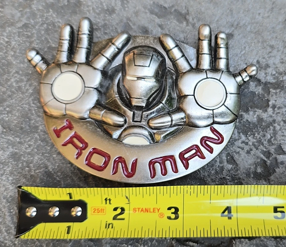 Iron Man 2008 hebilla de cinturón de metal 4,25x3,25 cara y manos Marvel Bioworld  Foto 3 de 4