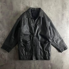 Cowhide Leather Coat Black F Genuine Lightweight Car No.ks635
