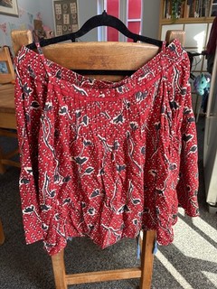 Fat Face ladies red black top & skirt set UK 16