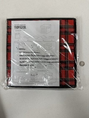Tidy & Co Multi Purpose Collapsible Storage New 12x12x12 Store Box Hang Plaid