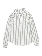Guess Kids Girls White Long Sleeve Button-Down Shirt Medium kids