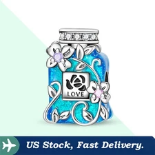 KUNSIR 925 Sterling Silver Iridescent Perfume Bottle Bead Charm For Bracelet DIY
