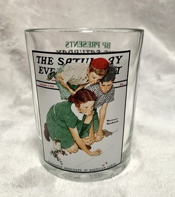 Norman Rockwell Saturday Evening Post KNUCKLES DOWN 1939 Rocks Glass Tumbler