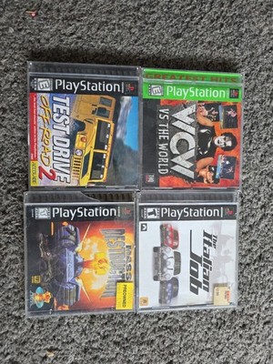 4 Playstation 1 Games, Complete:Test Drive  2 Mass Destruction Italian Job Wcw