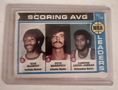 1974-75 Topps- Kareem Abdul-Jabbar, Pete Maravich, Bob McAdoo #145- VG condition