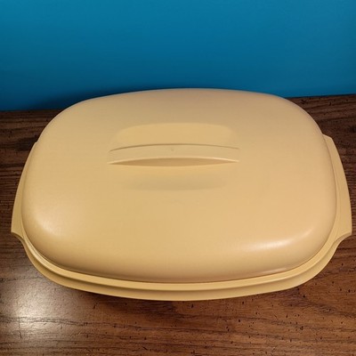 Tupperware Microwave Steamer Dish 3 pc  Harvest Gold #1273 VGUC