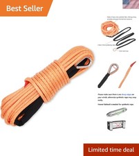 1/4 Inch x 50 Feet 10,000LBs Synthetic Winch Line Cable Rope with Black Prote...