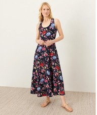New Pact Women’s Large Fit & Flare Open Back Maxi Dress Midnight Blue Springs L