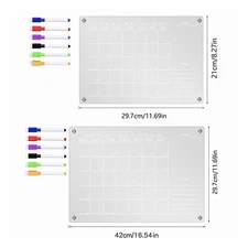 Clear Acrylic Fridge Magnet Sticker Calendar Board Planner Daily Weekly Monthly
