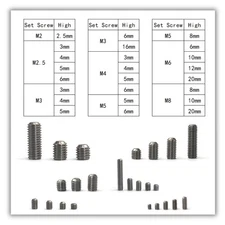 68 Pcs 24 Sizes Set Screw Assortment Kit, Metric & SAE Hex Socket Grub Screws, 3