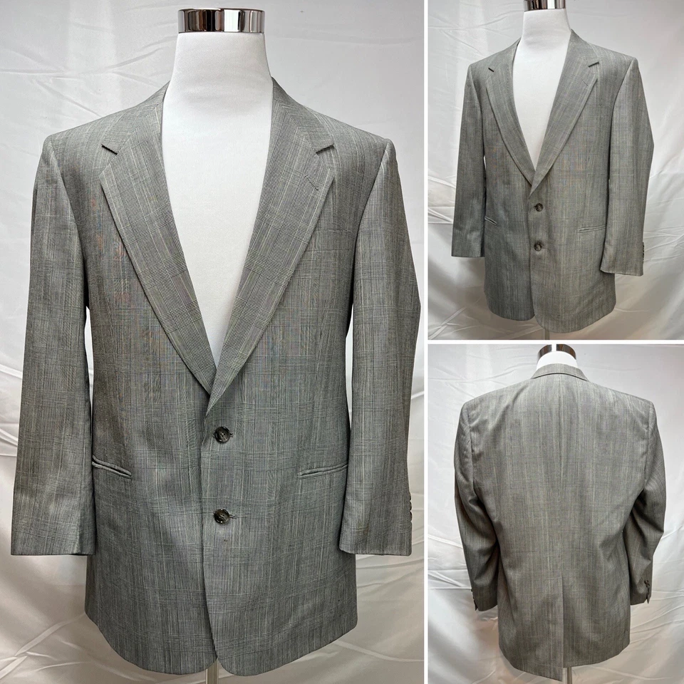 Blazer Traje De Colección Austin Reed Negro Blanco Pata de Gallo 43L 36x30 Pantalones Foto 3 de 4