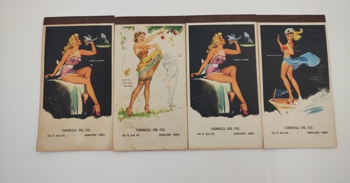 4 Vintage Appointment Books Calendar 1951  Freeman Elliott Pinup Risque 6" X 3"