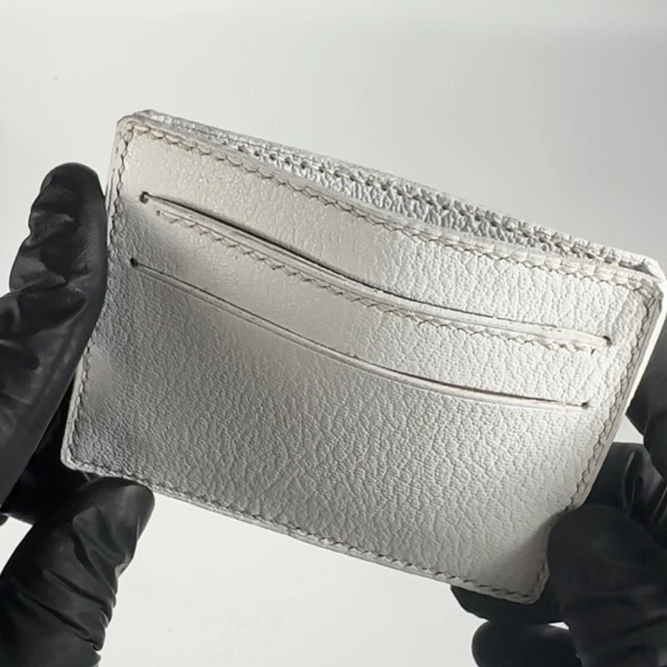 tarjetero cabra blanco, tarjetero de lujo, tarjetero hecho a mano, regalos para él, Foto 3 de 4