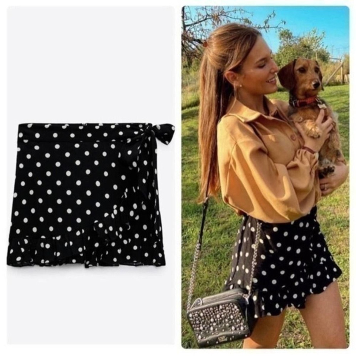ZARA ruffled polka dot skort 8372/230 | eBay