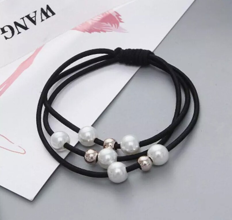 1PCS Simple Knotted Pearls Hair Ring Hair Ties Ponytail Rubber Band Hair Rope
