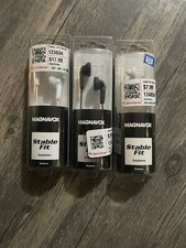 3-MAGNAVOX STABLE FIT EARPHONES, - 2-WHITE 1 BLACK - NEW