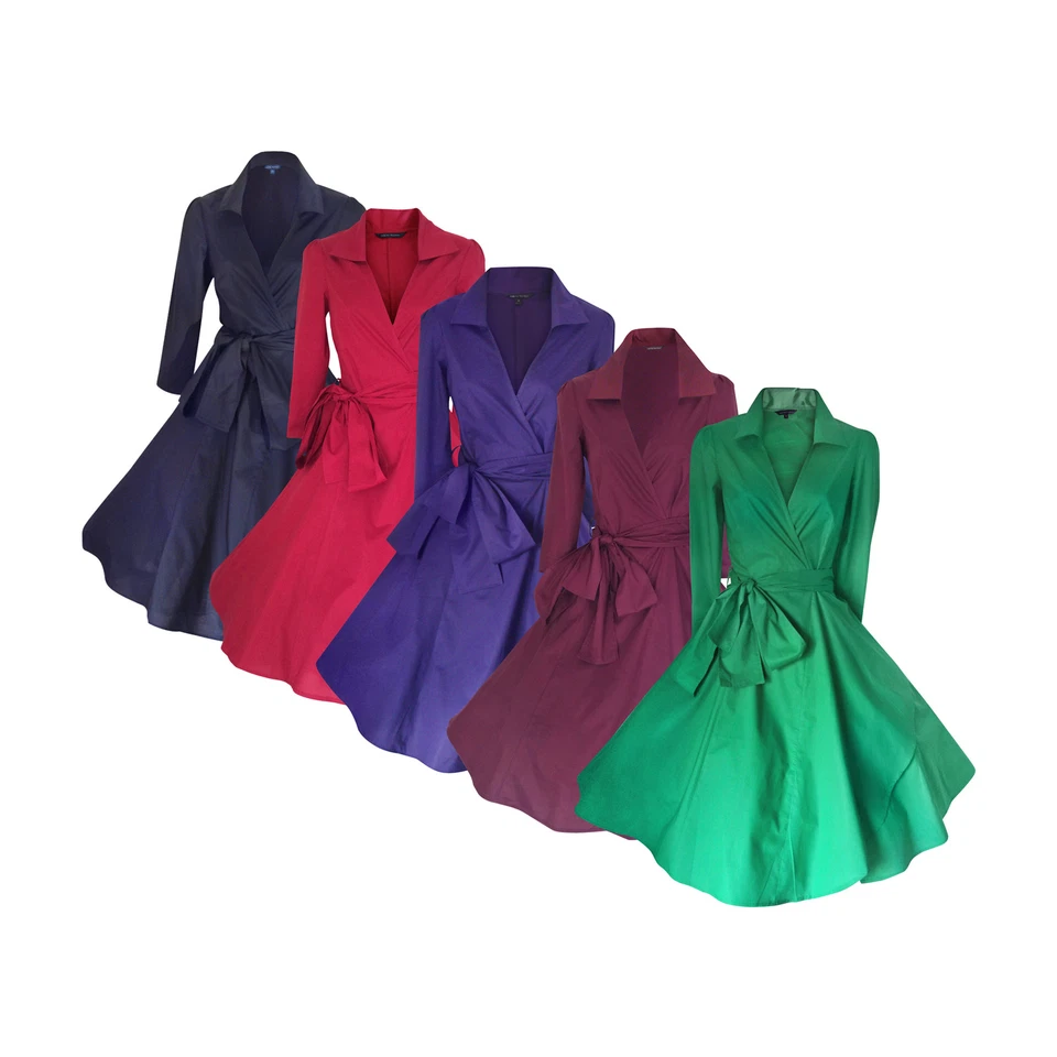 VINTAGE 50'S STYLE ROCKABILLY PINUP SWING WRAP EVENING PARTY DRESS SIZES 4 - 28 — 第 2/4 张图片