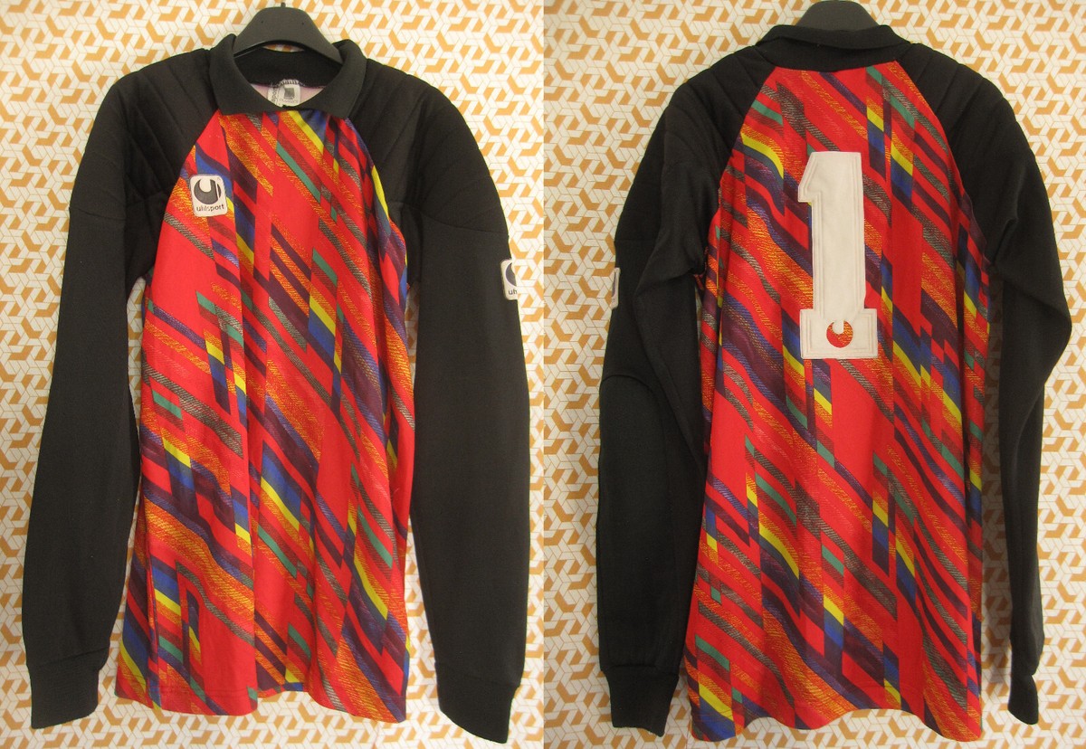Maillot Gardien Uhlsport Vintage - Rouge/Noir/Bleu, Manches Longues, Taille L, Porté