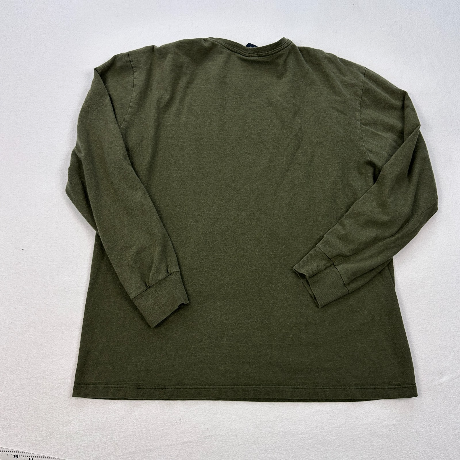 Polo Ralph Lauren camicia uomo verde medio girocollo manica lunga vintage USA pony