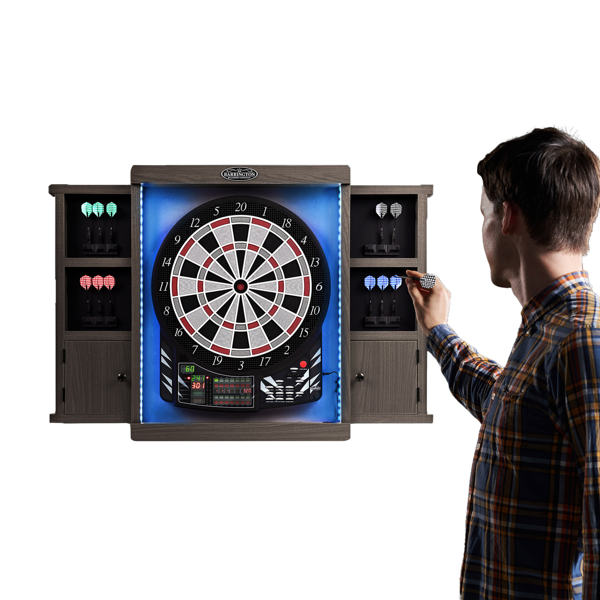 Barrington Electronic Dartboard with Cabinet, LED with 12 Barrington Electronic Dartboard with Cabinet, LED with 12