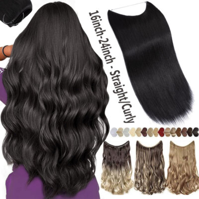 Secret Natural Wire in Hair Extensions One Piece Hidden Head Band Thick as Human