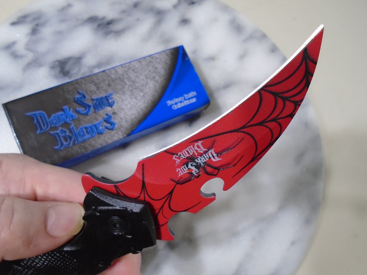 Dark Side Blades Assisted Open Pocket Knife Red Black Widow Spider