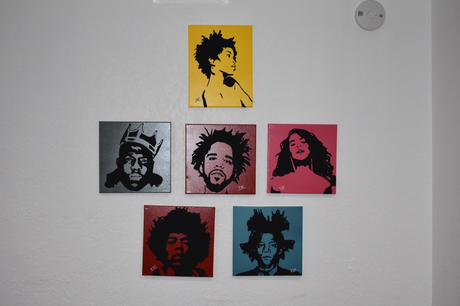 Stencil Art of Aaliyah, Lauryn Hill, J Cole, Basquiat, Biggie, Jimi