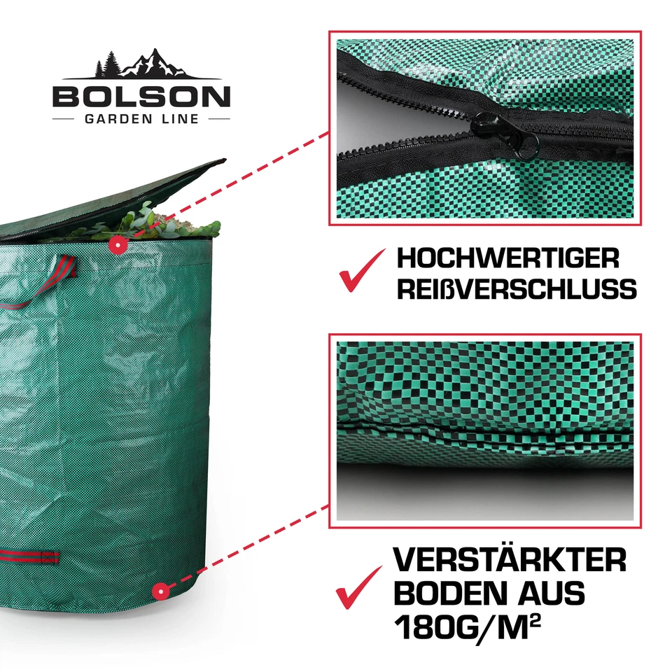 Gartensack mit Deckel 3 Stk. 272L Gartenabfallsack Laubsack Gartenabfall Garten - Bild 4 von 4