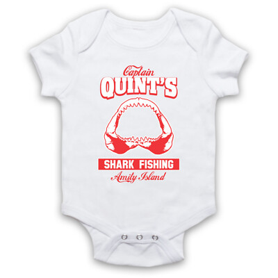 CAPTAIN QUINT'S FISHING INOFFIZIELLES KIEFER HAI FILM LOGO BABY WACHSEN BABYANZUG GESCHENK