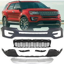 Front Bumper Cover Fascia Lower Grille Assembly Kit For 2016-2017 Ford Explorer