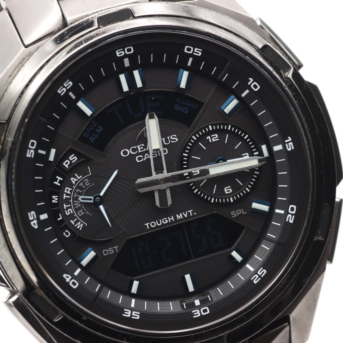 Reloj para hombre CASIO OCEANUS OCW-T410 radio solar titanio esfera negra 44 mm Japón