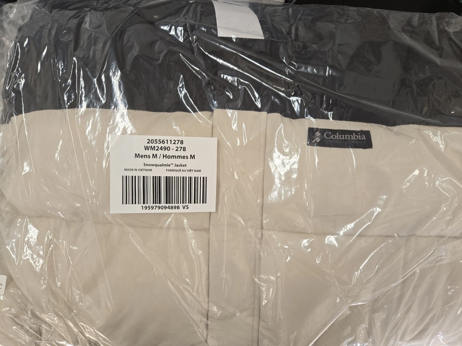 New Men's Columbia Snowqualmie Cream Puffer Jacket Size Medium image 5