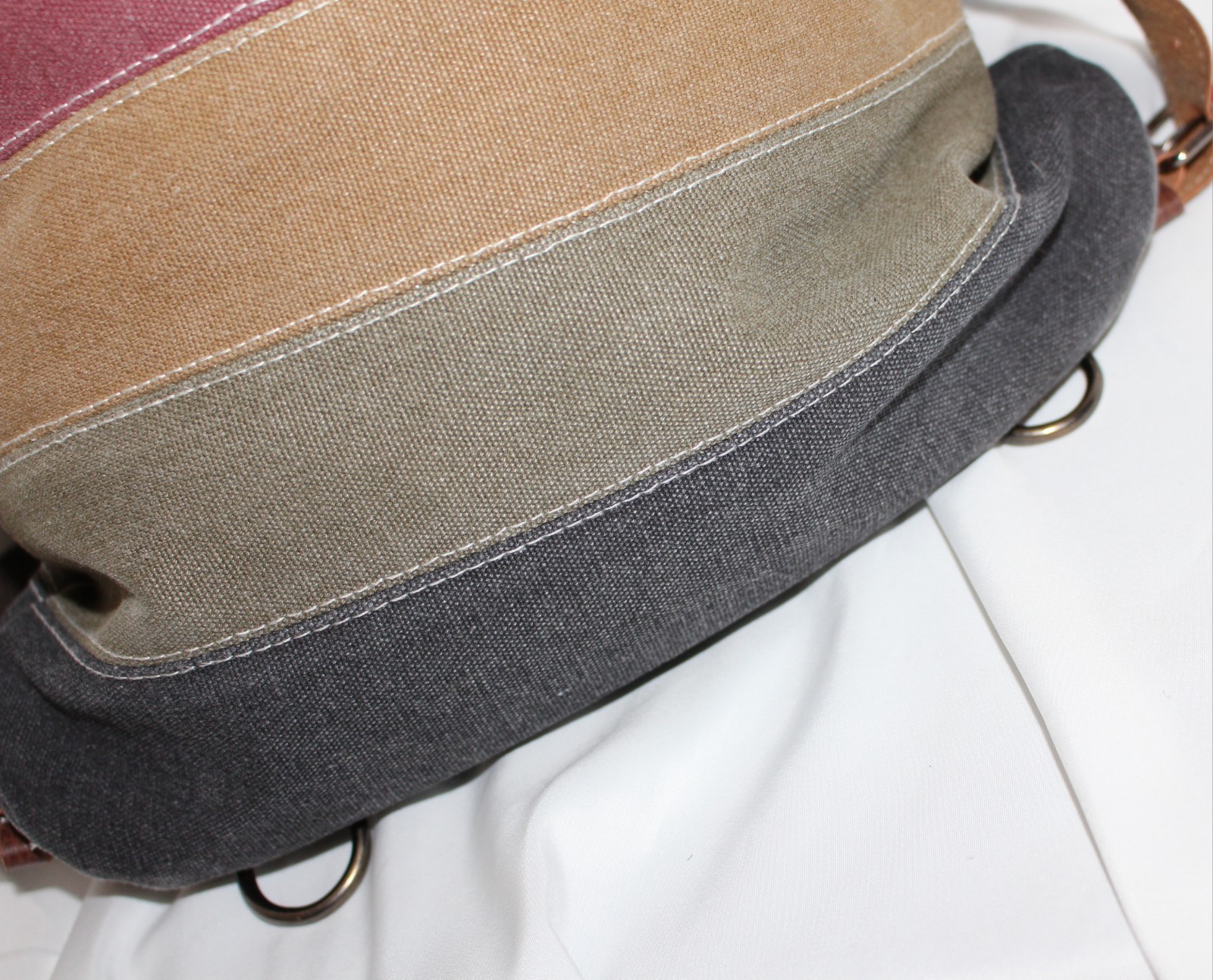 Multi Colored Striped Canvas Adjustable Handbag, … - image 8