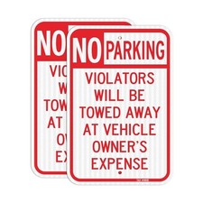  2 Pack Large No Parking Sign, Violators Will Be RED - 18" x 12" - 2 Pack