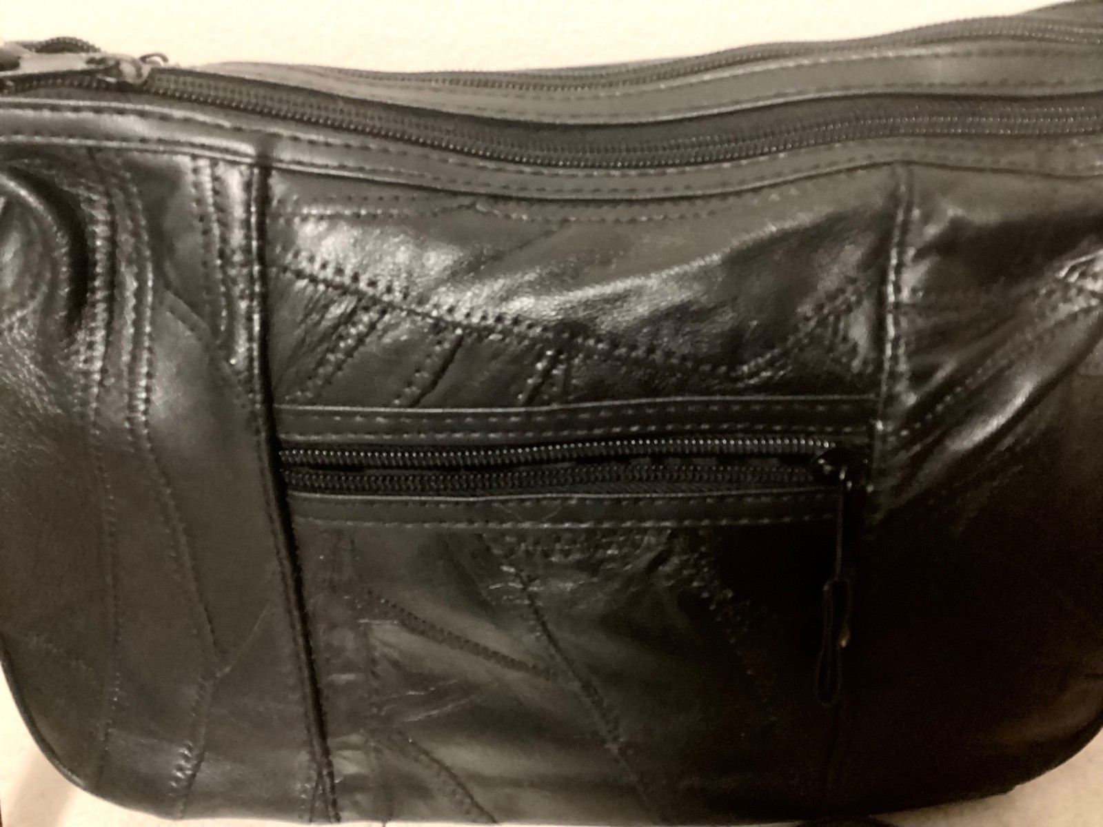 Genuine Leather Black Patchwork Crossbody Bag/Pur… - image 7