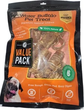 1 LB Buffalo Trachea Bites for Dogs - Natural, Grain Free, High Protein Chews