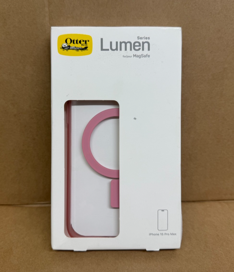 iPhone 15 Pro Max OtterBox Clear Pink Case Lumen Series with MagSafe Shockproof