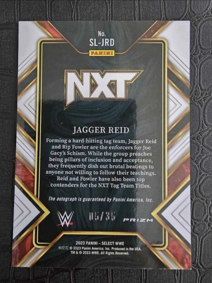 2023 Panini Select WWE Jagger Reid Signature Selections Blue Prizm /35 SL-JRD - Image 2 of 2
