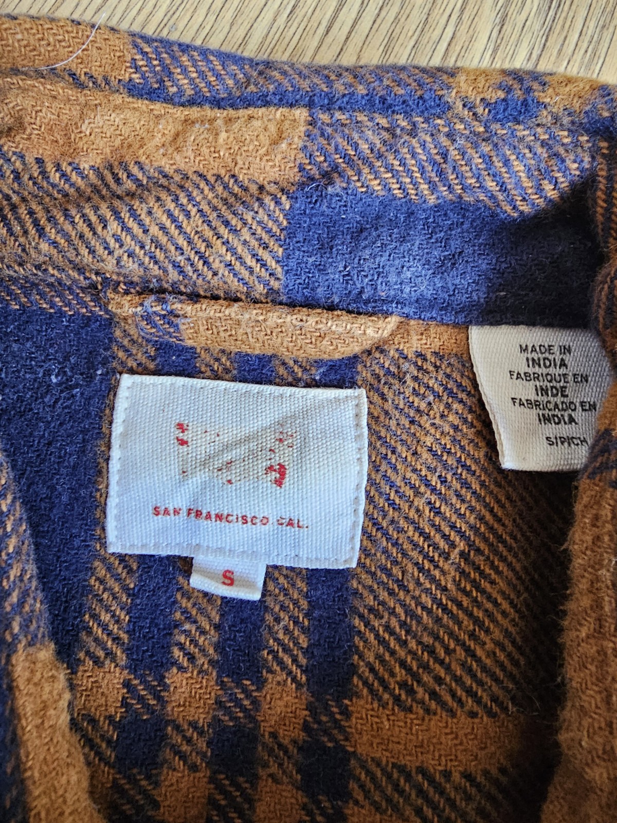 Levi's Mens Flannel Western Shirt Small Brown Navy Plaid Heavyweight Snap Button image 5