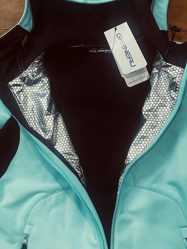 Chaqueta de ciclismo Louis Garneau para mujer talla M azul glaciar con capucha mangas con cremallera nueva con etiquetas Foto 3 de 4