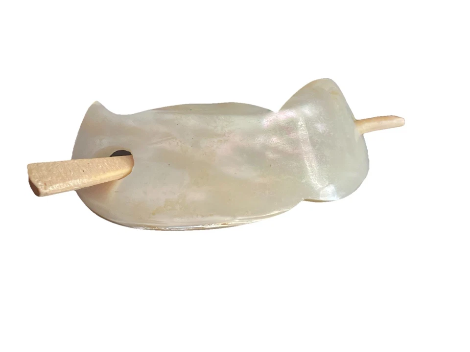 VTG Mother of Pearl Feather Hair Pin Stick White Barrette Boho Wedding - Image 3 of 4