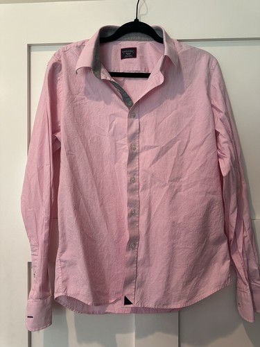 UNTUCKIT SLIM FIT Langarmhemd rosa gestreift MEDIUM 100% Baumwolle Preppy