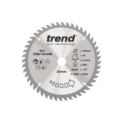 Trend CSB/19048B Holzkreissägeblatt 190 mm x 20 mm x 48 Z